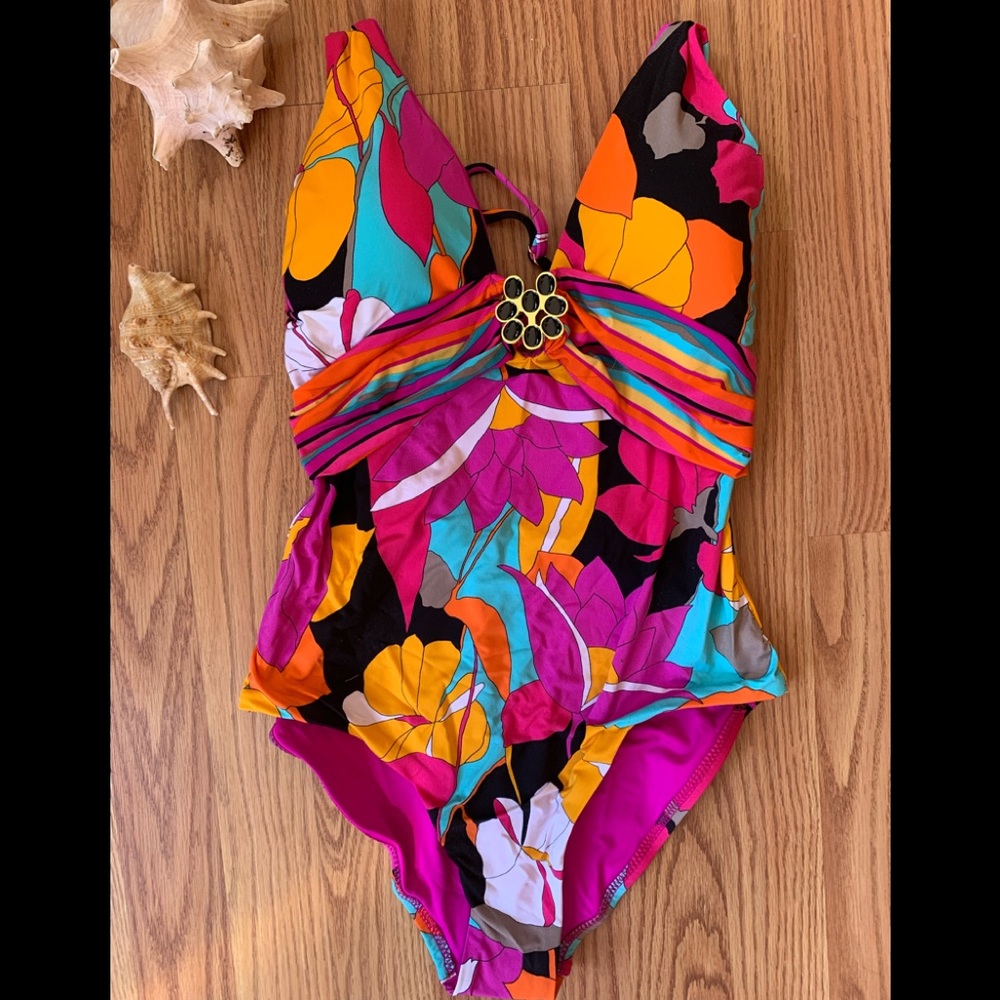 💗🖤Trina Turk🖤💗 Gemini Tropical Plunge 14 (❁´◡`❁)